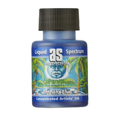 Vibrant 50ml phthalo blue acrylic ink, water-resistant, non-toxic, high pigment for versatile art creations.