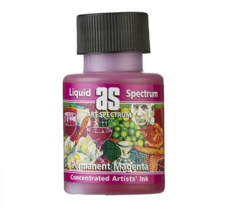 Vibrant 50ml Perm Magenta liquid ink, water-resistant, non-toxic, ideal for bold art and delicate watercolor washes.