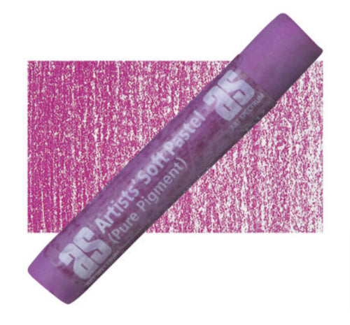 Handmade soft pastel stick in Flin Red Violet hue, offering vibrant color and smooth application for various artistic techniques.