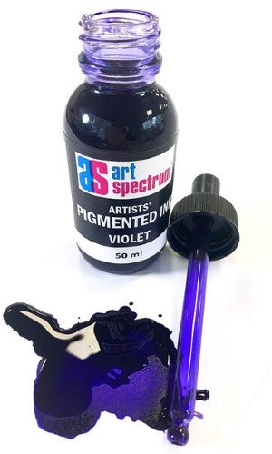 Vibrant 50ml violet acrylic pigmented ink, perfect for artists seeking intense color and versatility in multimedia artwork.