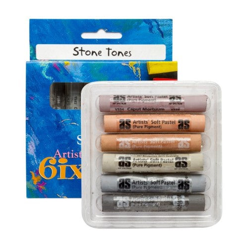 Artist Pastels Set featuring 6 soft pastels in stone-inspired colors for vibrant blending and smooth application.