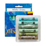 Artist Pastels Set in Winter Greens - six vibrant, richly pigmented pastels packed in a clam shell case for easy storage.