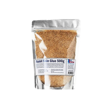 Artist Medium - Rabbit Skin Glue 500gm, essential for priming surfaces in oil painting, enhances texture and durability.