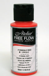 Vibrant 60ml Pyrrole Red acrylic paint for artists, offering fluid consistency, rich color, and fast-drying versatility.