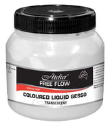 Acrylic gesso in 250ml, translucent finish, ideal for mixed media and surface preparation for painting.