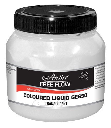 Acrylic gesso in 250ml, translucent finish, ideal for mixed media and surface preparation for painting.