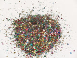 Vibrant mixed confetti glitter in a 250ml jar, ideal for crafting, scrapbooking, and adding sparkle to projects.