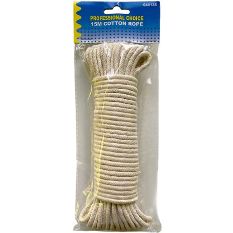 Durable 15m eco-friendly cotton rope for crafting, gardening, and securing items, ideal for DIY and creative projects.