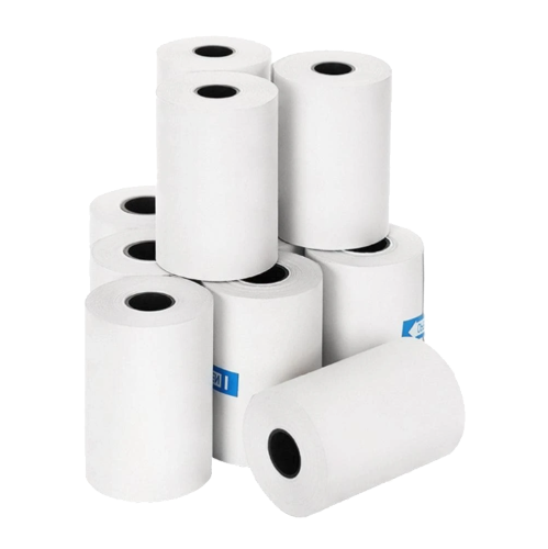 Premium 57x38mm thermal paper rolls (100 pack) for crisp, clear receipts in retail and food service environments.