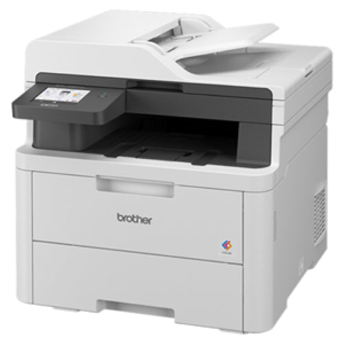 Brother DCPL3560CDW colour laser MFC printer with wireless printing, 26ppm speed, 50-sheet ADF, and $50 cashback offer.