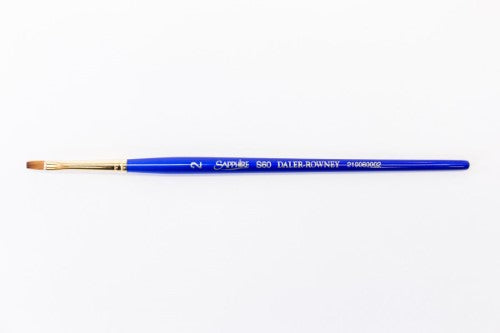 Flat shader brush with red sable and synthetic hair for versatile painting in various mediums. Ideal for detail and washes.