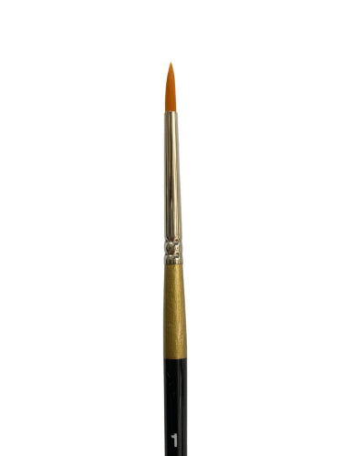 Golden Nylon Round Brush #1 with soft bristles, ideal for detailed strokes in watercolor, acrylic, and oil painting.