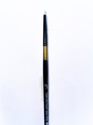 Precision-focused Taklon Round brush #10/0 with short handle, ideal for fine detail work in various paint mediums.