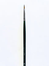 Synthetic round brush #2 for precise painting, ideal for acrylic and watercolor; ergonomic handle for comfort.