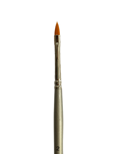 Premium Cats Tongue Filbert brush with Golden Synthetic bristles, ideal for precise painting of details and foliage. Vegan friendly.