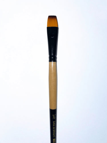 High-quality 1/2" synthetic brush with bright head for precision in painting, ideal for various mediums and skill levels.