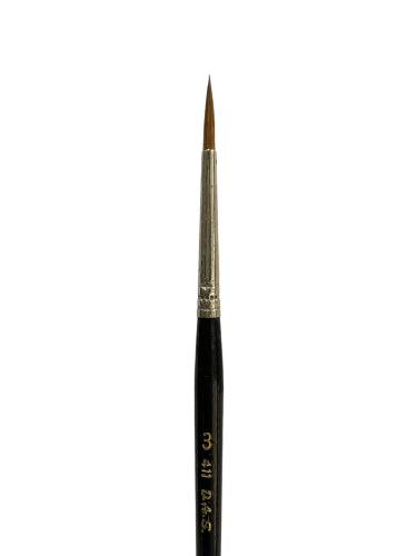 Das Sable Brush S411 No.3: premium sable hair brush for precision strokes in watercolor, acrylic, and oil painting.