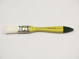 White nylon flat artist brush, 1", ideal for smooth strokes and vibrant color application in acrylic and oil painting.