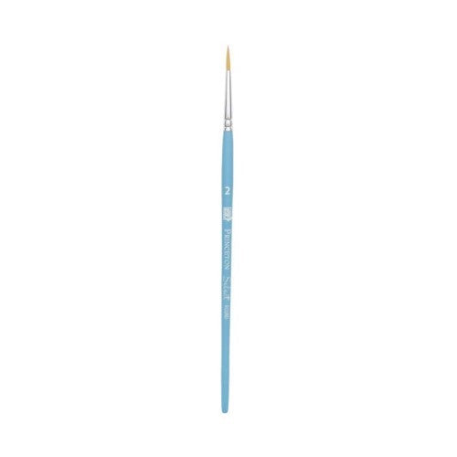 Precision artist brush with durable bristles, short robin's egg blue handle, ideal for detailed painting and crafts.