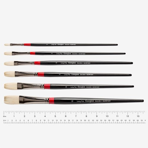 Daler-Rowney Georgian S48 Long Flat #1 brush with Chungking bristles, ideal for oil painting, offering durability and versatile strokes.