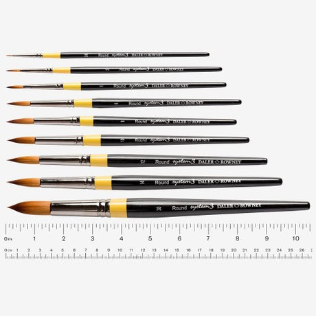 Premium acrylic paint brush with synthetic hair, ergonomic handle, and precision round shape for detailed artwork.