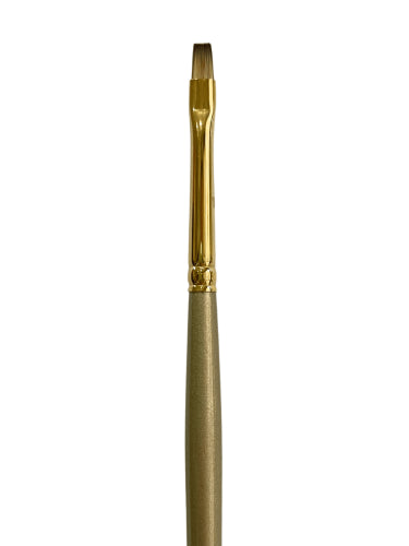 DAS2100 artist brush featuring imitation mongoose filaments, gold ferrule, and a polished handle for precise paint application.