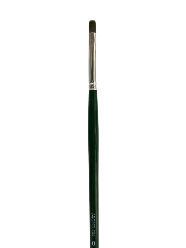 Artist Brush S6400 Mightlon L/H Square Filbert #0 with thick synthetic filaments, seamless aluminum ferrule, and polished handle.