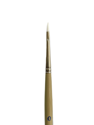 Artist Brush S9680 in White Taklon, Filbert #0, ideal for watercolor and acrylic, perfect for blending and soft edges.