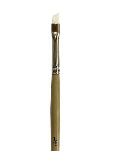 Artist Brush S9950: 1/8" White Taklon angular brush for precise control in watercolor, acrylic, and gouache painting.