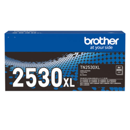 Brother TN2530XL Black High Yield Toner cartridge for printing 3,000 pages with sharp quality, compatible with HLL2400DW, HLL2865DW.