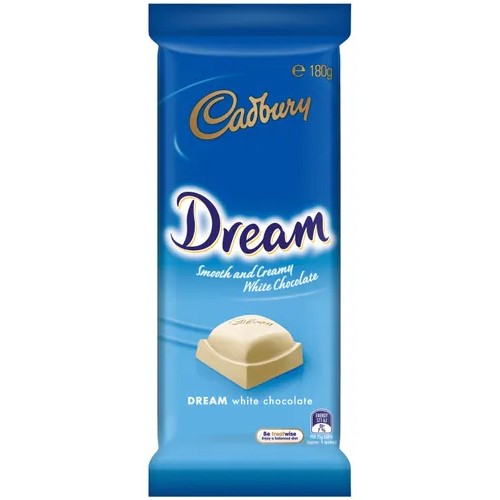 Cadbury Dream White Chocolate Blocks, 15-pack, rich and creamy with real milk, perfect for snacking or baking.