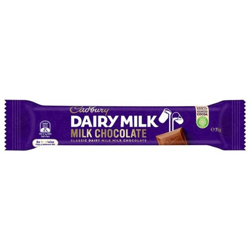 Cadbury Dairy Milk King Size 75g bars, 42-pack, featuring rich, creamy chocolate perfect for sharing and indulgence.