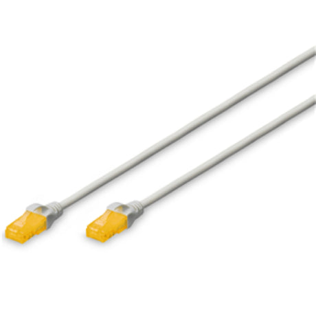 Digitus 0.25M grey CAT6 patch lead with RJ45 connectors, designed for high-speed, reliable networking in tight spaces.