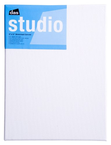 Premium 9x12 inch Das Studio canvas made from natural cotton, primed three times for vibrant paint adhesion and durability.