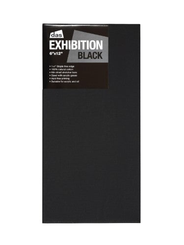 Das Exhibition Black 1.5 Canvas, 6x12 inches, crafted from durable cotton, acid-free primed for vibrant paint adhesion.