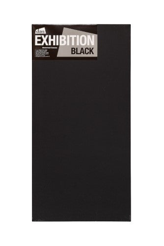 Das Exhibition Black 1.5 Canvas, 12x24 inches, featuring durable cotton, primed surface, and sturdy wooden frame for optimal painting.