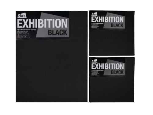 Premium Das Exhibition Black 1.5 Canvas 16x20 inches, triple-primed and warp-resistant, ideal for various painting techniques.