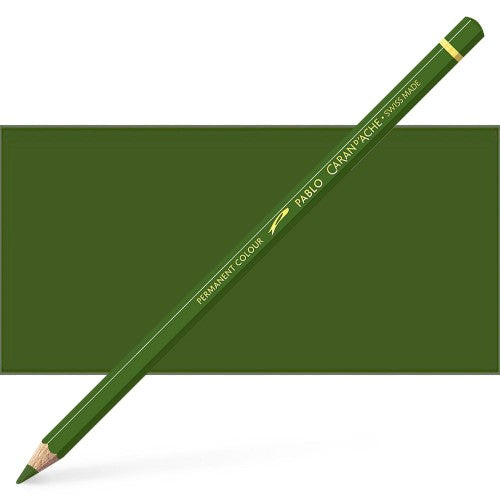 Caran d'Ache Pablo Olive Grey artist pencil showcasing a robust 3.8 mm lead, ideal for vibrant, precise color drawings.