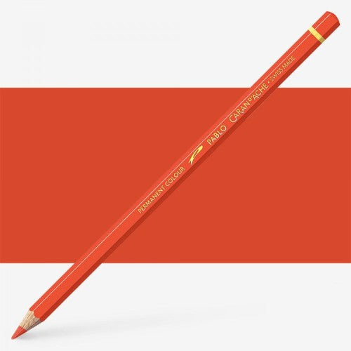 Caran d'Ache Pablo English Red artist pencil with 3.8 mm lead, ideal for vibrant, long-lasting color drawings and illustrations.