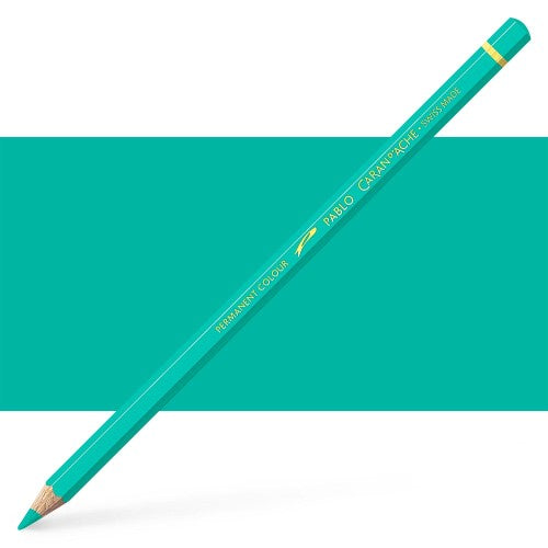 Caran d'Ache Pablo Artist Pencil in Light Malachite Green, featuring vibrant color, smooth application, and eco-friendly design.