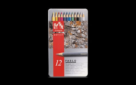 Caran d'Ache Pablo Set of 12 artist pencils, featuring vibrant colors, high opacity, and eco-friendly design for creative excellence.