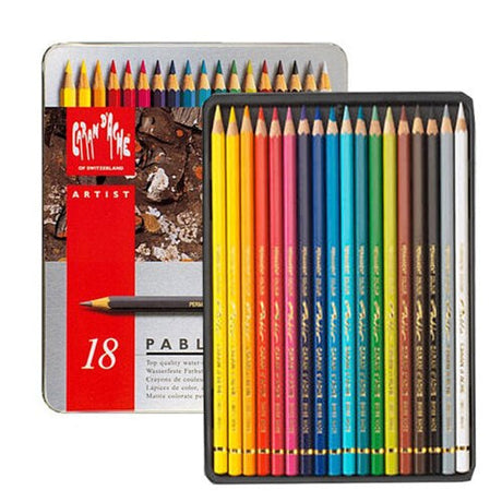 Exquisite Caran d'Ache Pablo Set of 18 artist pencils, perfect for vibrant, lightfast, and opaque color drawings.