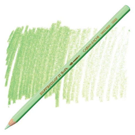 Water-soluble Artist Pencil in Light Green (3) by Caran d'Ache, featuring robust 3.8 mm lead for vibrant, durable artistry.