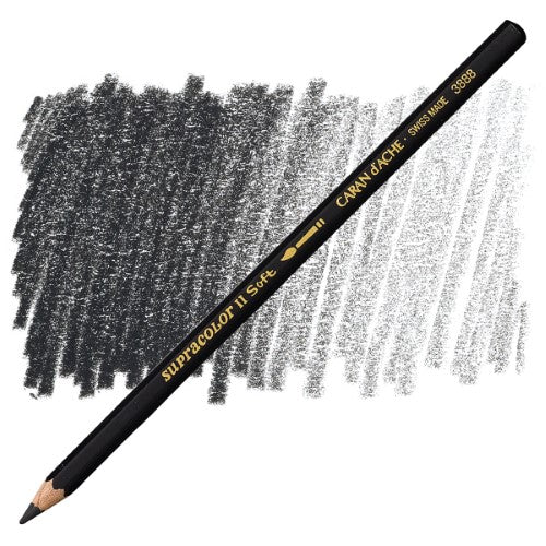 Premium Supracolour Ivory Black artist pencils with robust 3.8mm leads for intense black pigment and versatile watercolour effects.