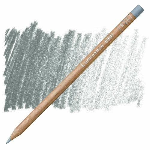 Caran d'Ache Luminance Steel Grey Pencils (Pack of 3) featuring creamy, lightfast leads in eco-friendly casings.