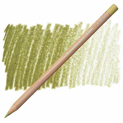 Set of three Caran D’ache Luminance pencils in Olive Brown, featuring creamy leads and high light resistance for artists.