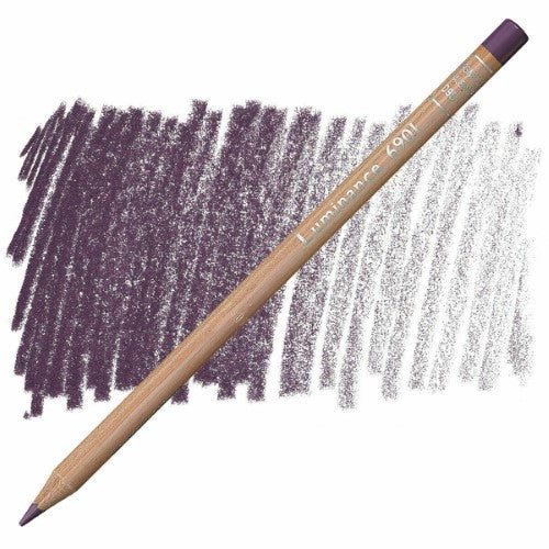 Caran D’ache Luminance Lt Aubergine pencils; pack of 3, featuring creamy, lightfast leads in eco-friendly wood.