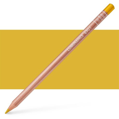 Caran D’ache Luminance Indian Yellow pencil featuring creamy, lightfast lead in an eco-friendly cedar wood casing.