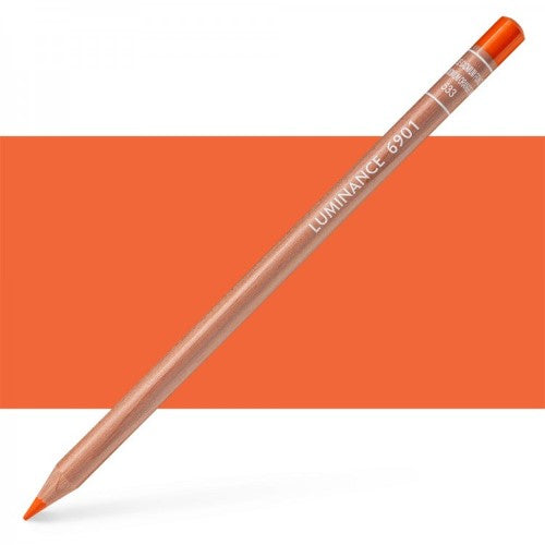 Caran Dâche Luminance DK Cad Orange pencils featuring creamy, lightfast lead for vibrant, professional artwork in eco-friendly wood.