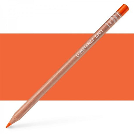 Caran Dâche Luminance DK Cad Orange pencils featuring creamy, lightfast lead for vibrant, professional artwork in eco-friendly wood.